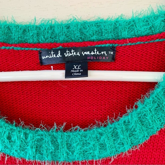 EUC Ugly Christmas Rudolph sweater size XL Red/green/brown - Picture 3 of 5